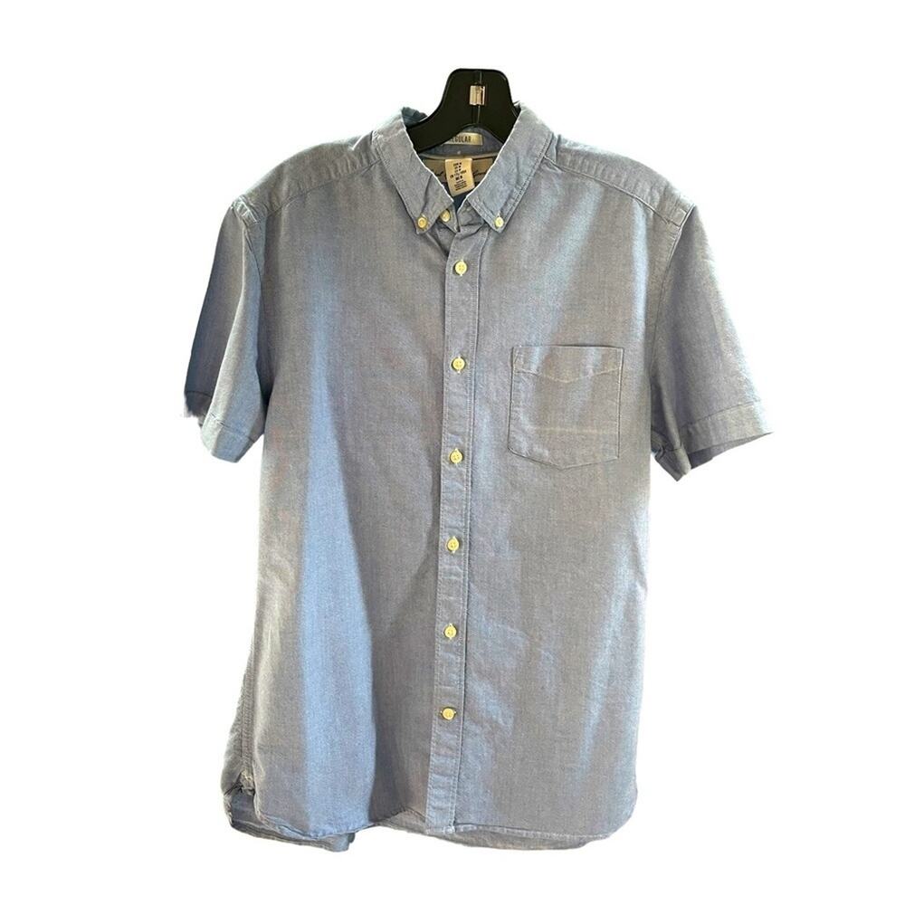 H&M L.O.G.G Shirt Mens Medium Casual Regular Fit Cotton Button Down Collar Blue